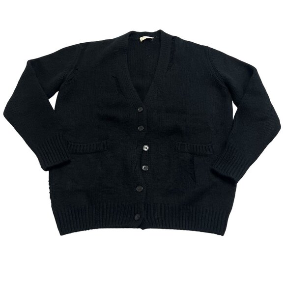 Saint Laurent V-Neck Cardigan in Black - Picture 1 of 3